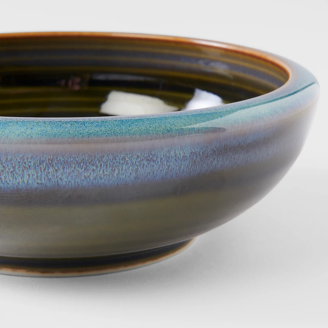 Blue with dark green inner thick edge bowl 17cm - Image 2