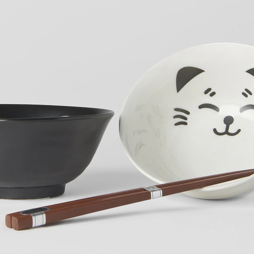 Black & white cat face 2 piece boxed bowl set 15cm - Image 2