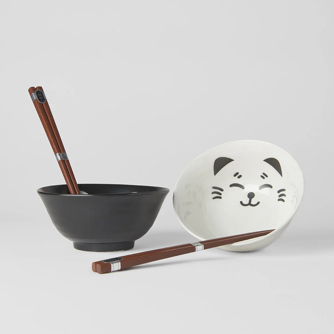 Black & white cat face 2 piece boxed bowl set 15cm - Image 3