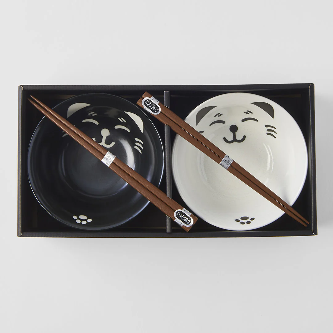 Black & white cat face 2 piece boxed bowl set 15cm - Image 4