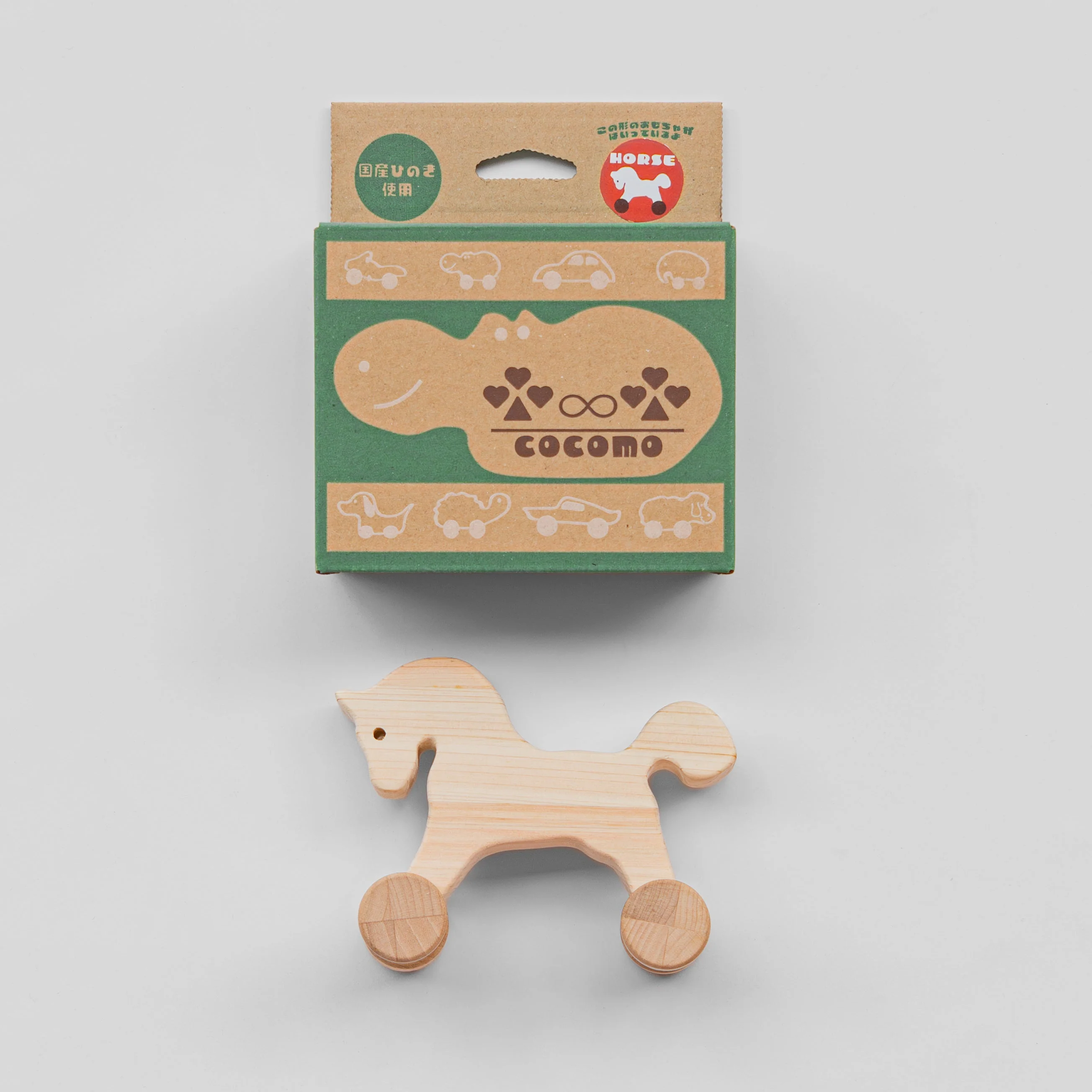 Cocomo Hinoki Wooden Animal Car Toy - Horse