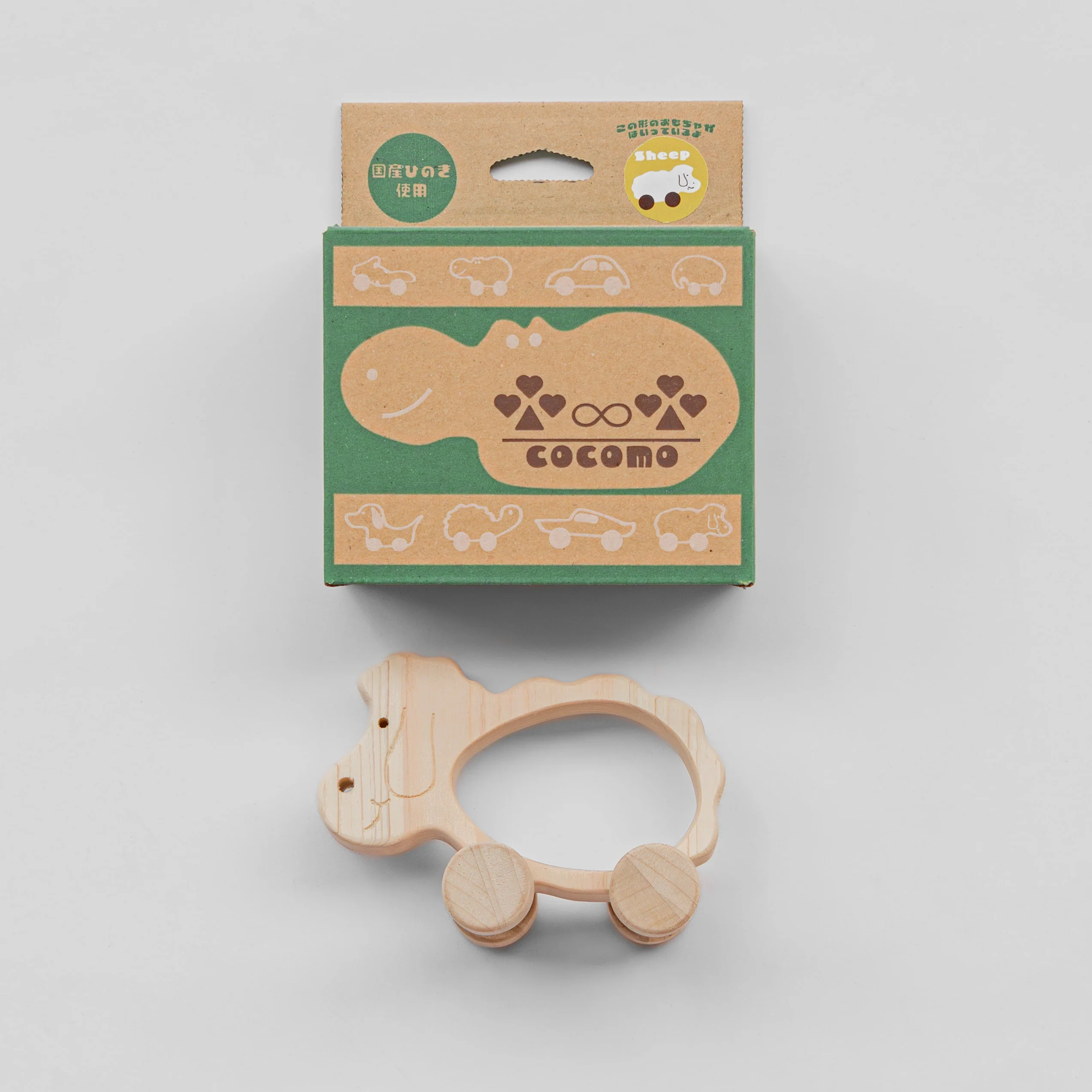 Cocomo Hinoki Wooden Animal Car Toy - Sheep