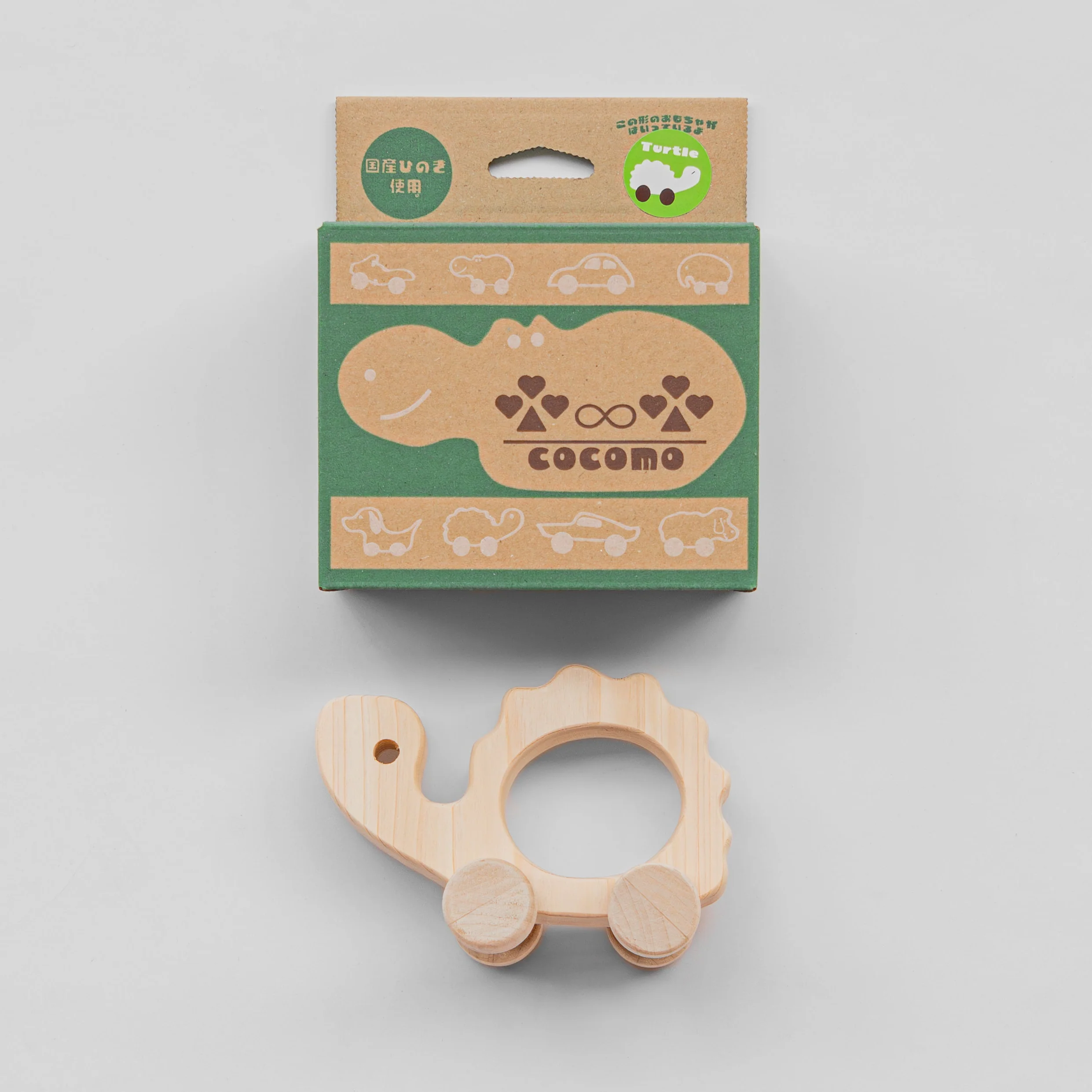 Cocomo Hinoki Wooden Animal Car Toy - Turtle
