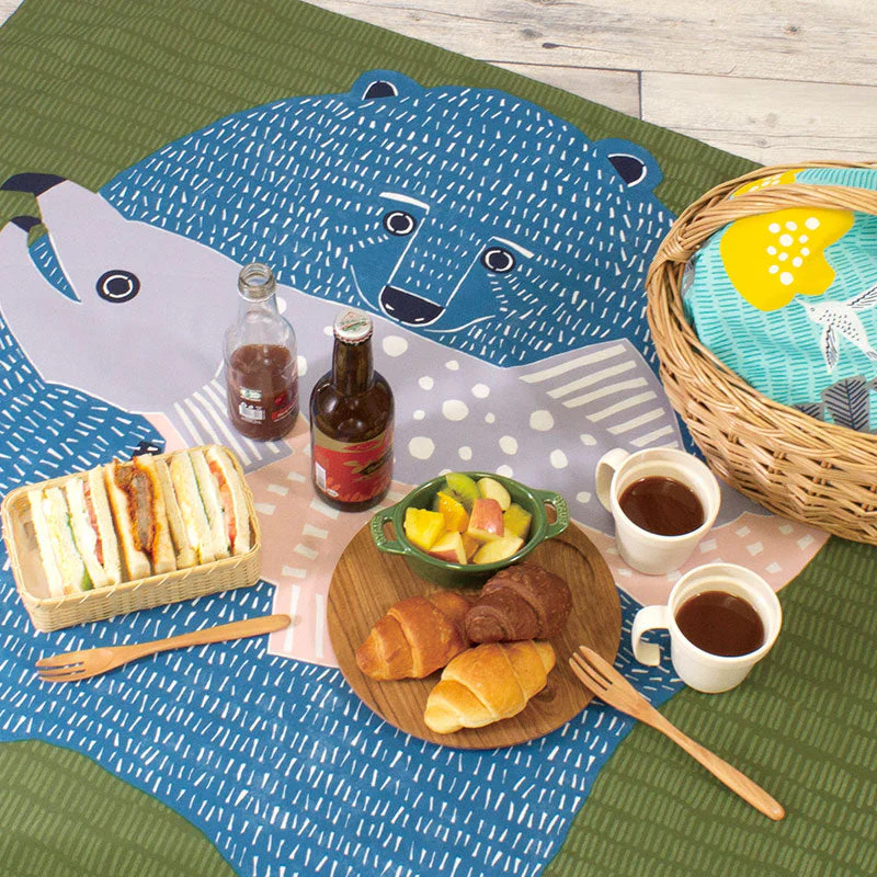 Furoshiki Water-repellent - Kata Kata Bear & Salmon Green 100cm - Image 2