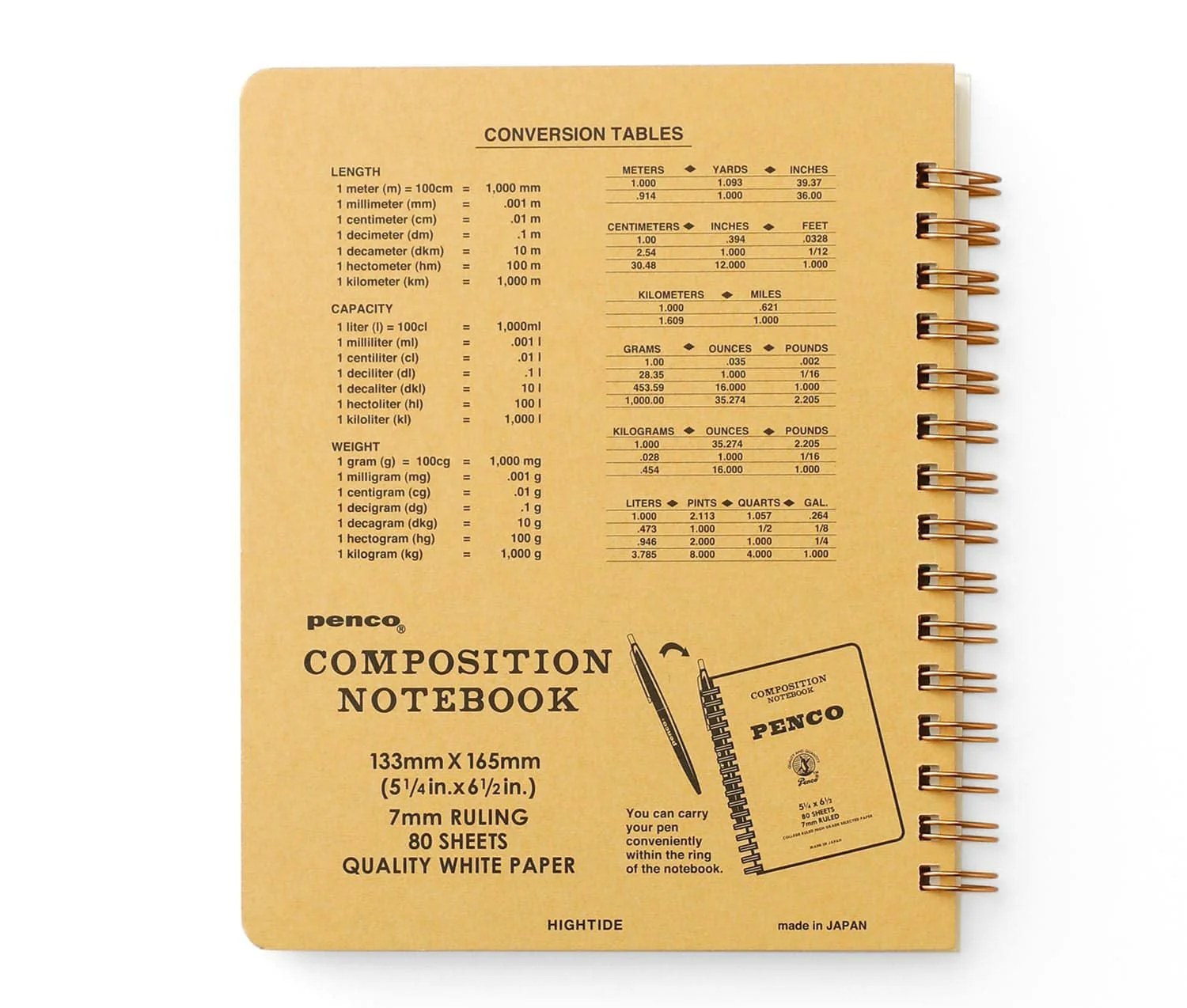 Hightide Penco Coil Lined Notebook M - Natural - Image 7