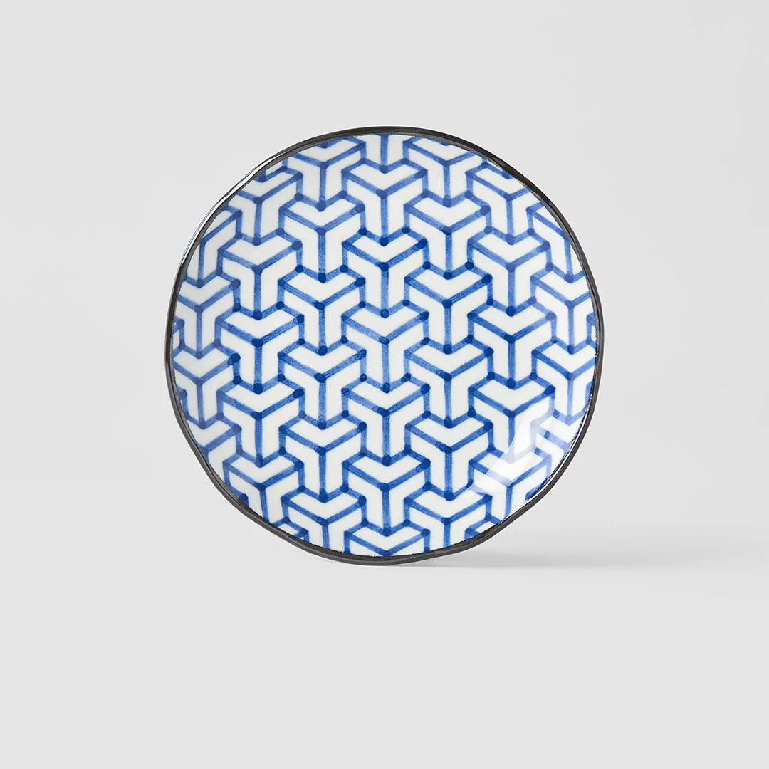 Indigo Herringbone Ikat plate 16cm