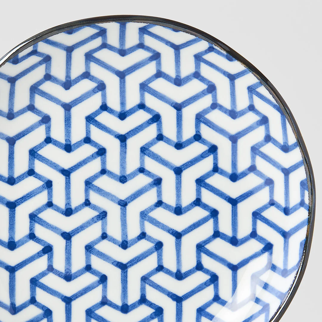 Indigo Herringbone Ikat plate 16cm - Image 2