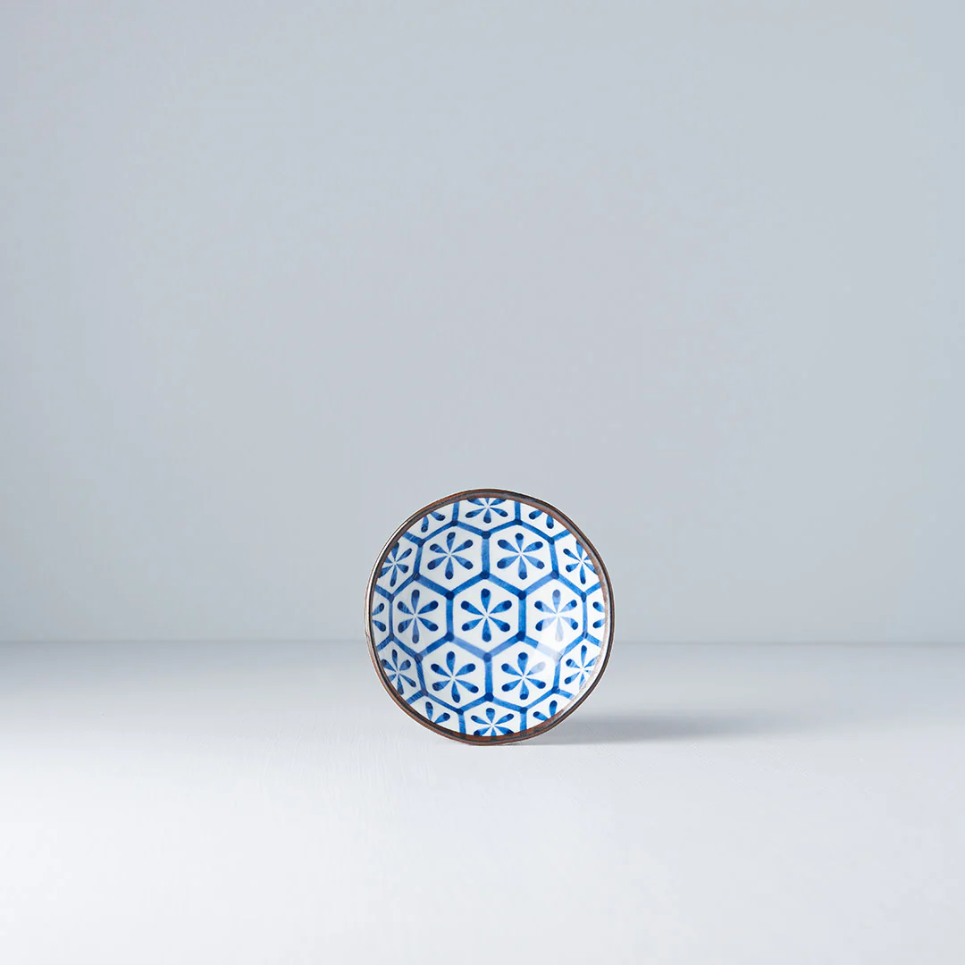 Indigo Hexagon Flower Ikat Sauce Dish 11cm - Image 5