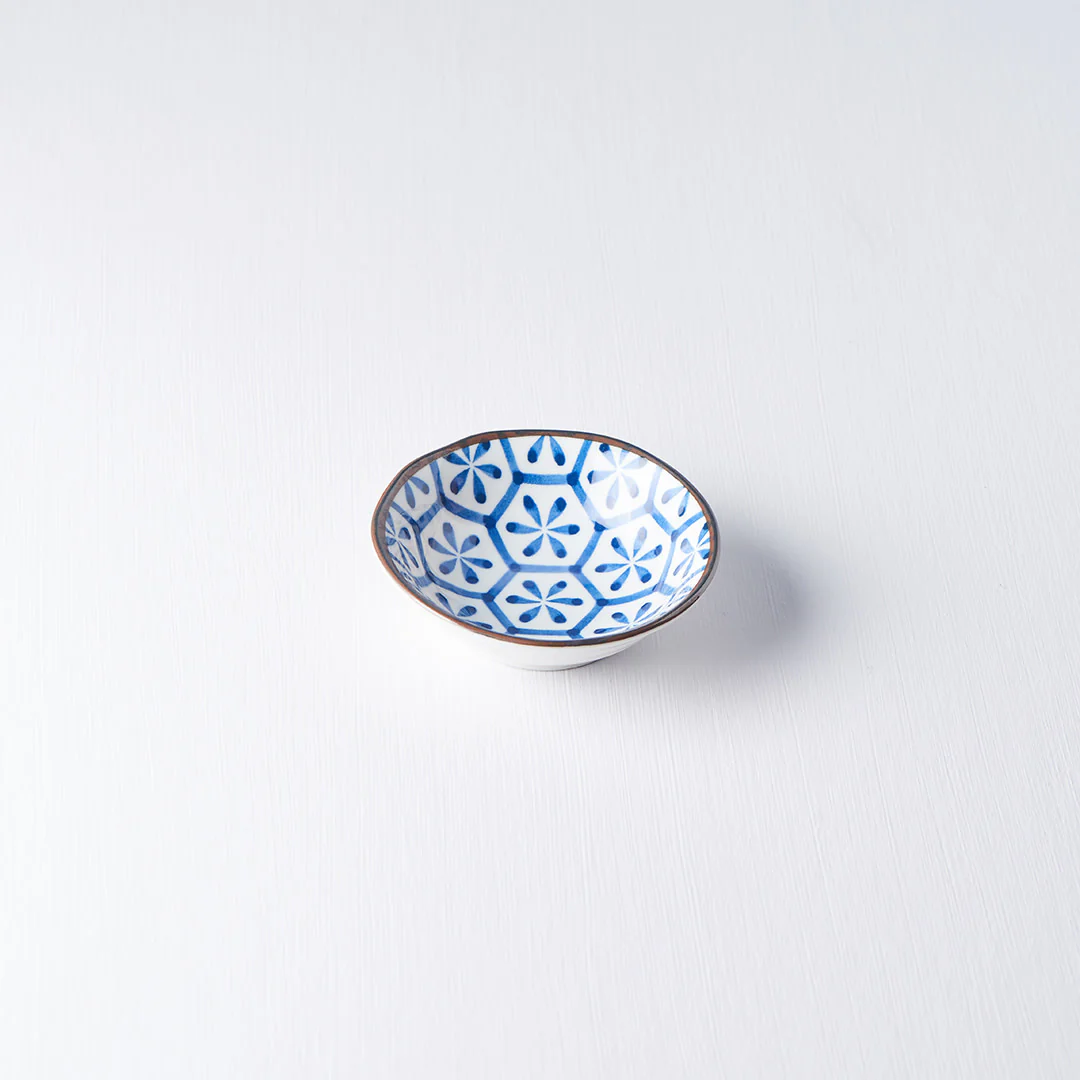 Indigo Hexagon Flower Ikat Sauce Dish 11cm - Image 6