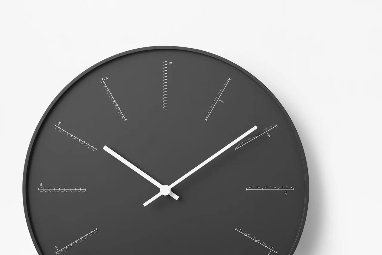Lemnos Divide Japanese Designer Wall Clock - Black - Image 2
