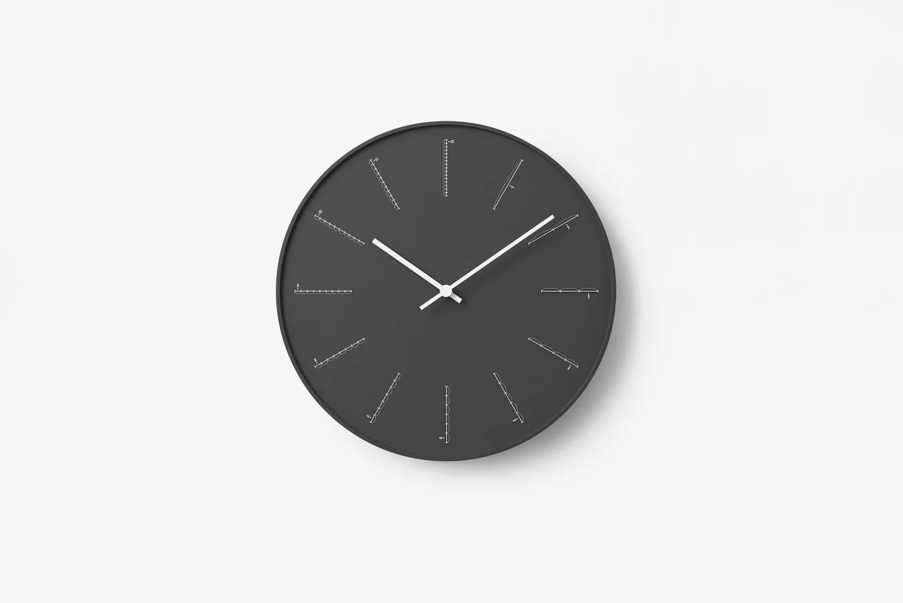 Lemnos Divide Japanese Designer Wall Clock - Black - Image 3