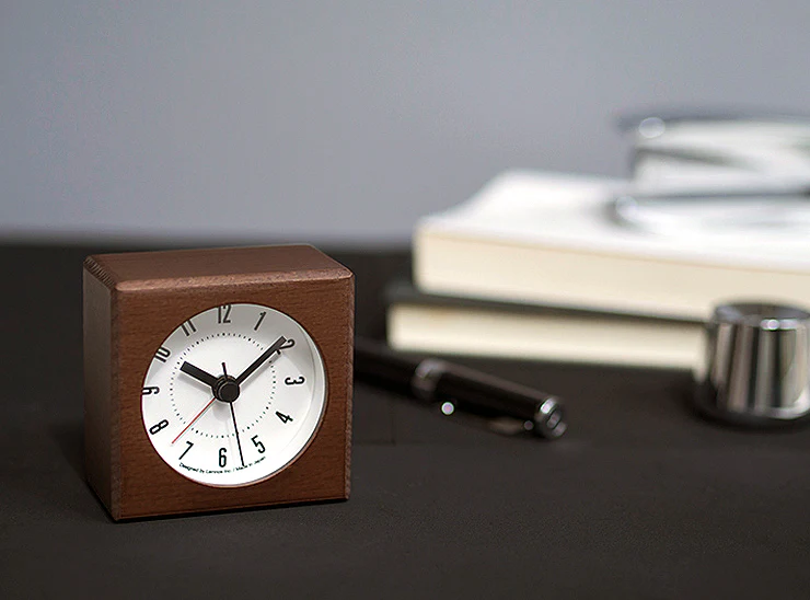 Lemnos Meteor Japanese Designer Alarm Clock - Brown - Image 3