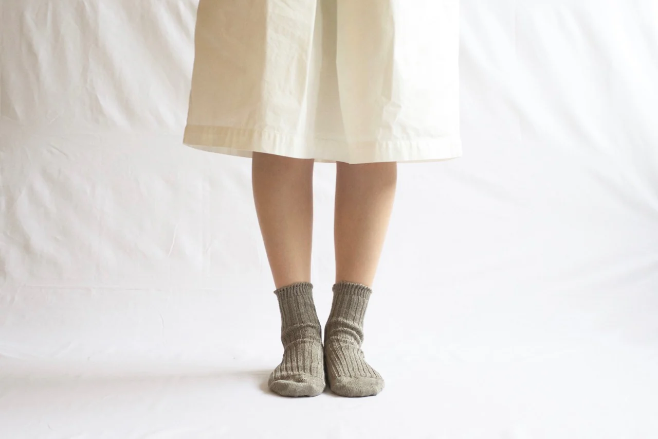 Linen Ribbed Socks - Beige - Image 2