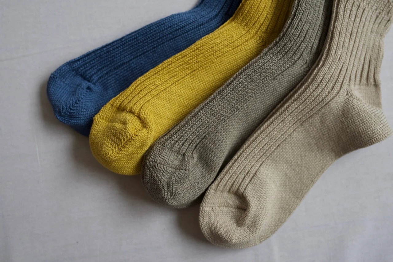 Linen Ribbed Socks - Beige - Image 6