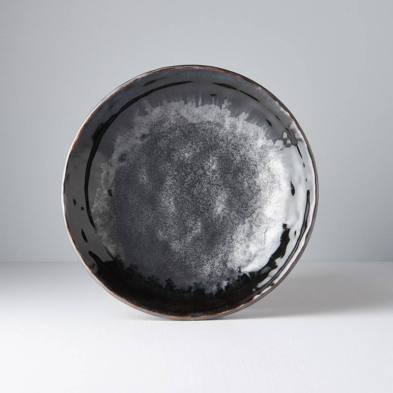 Matt W' Shiny Black Edge shallow open bowl 24cm