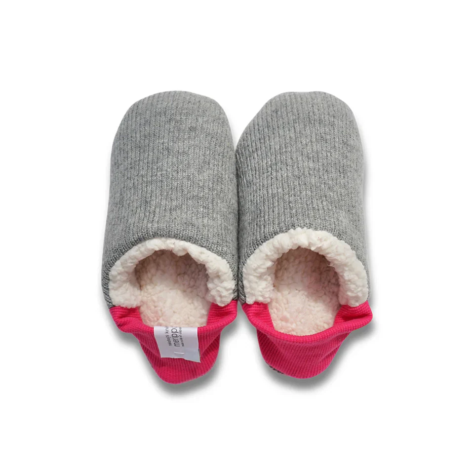 Merippa Quater Knit x Sheep Boa Pink Japanese Slippers - Image 2