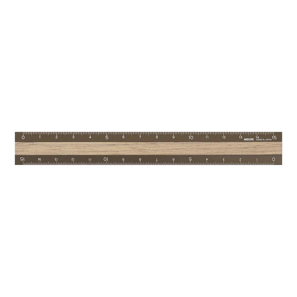 Midori Aluminium ruler 15cm Brown & Walnuts