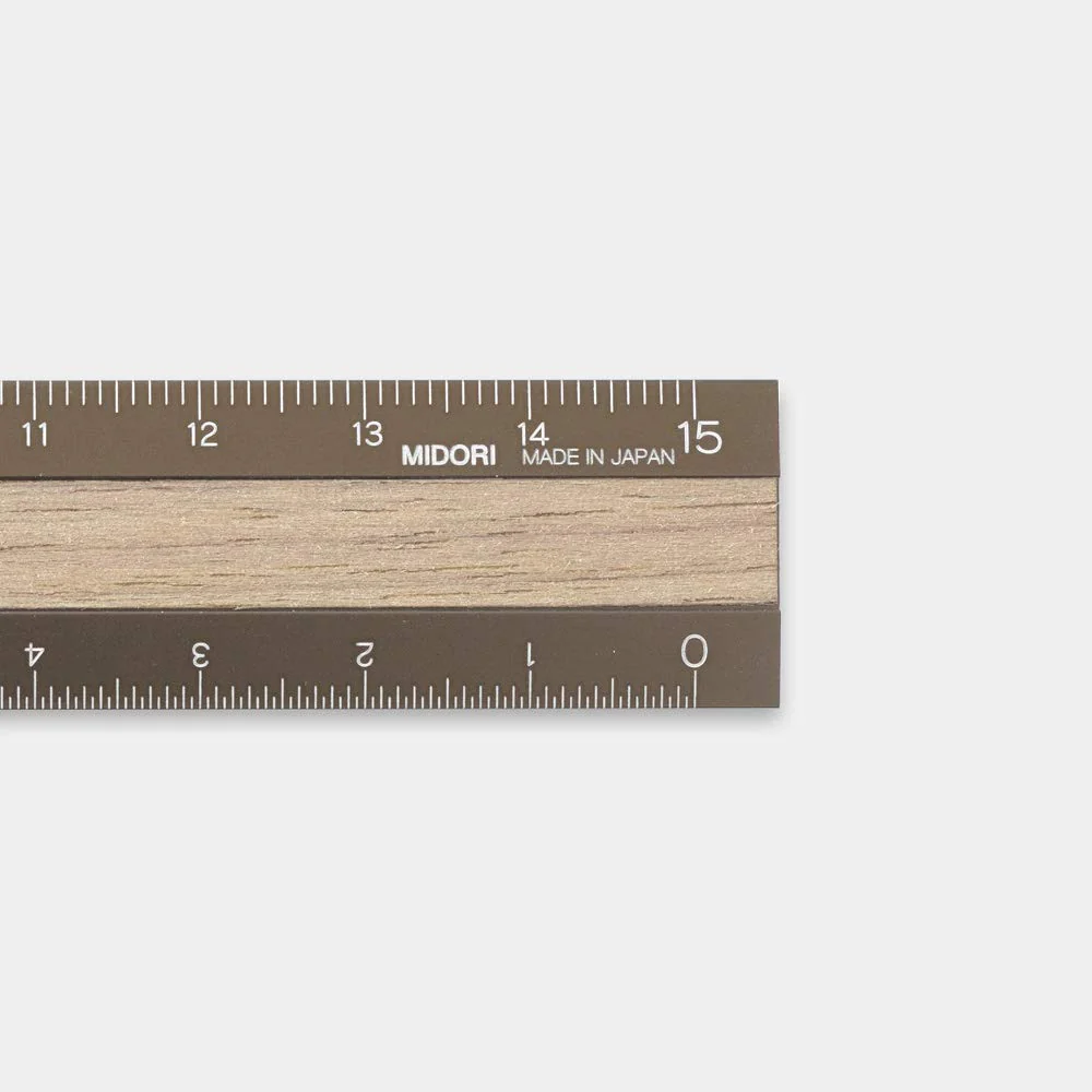 Midori Aluminium ruler 15cm Brown & Walnuts - Image 3