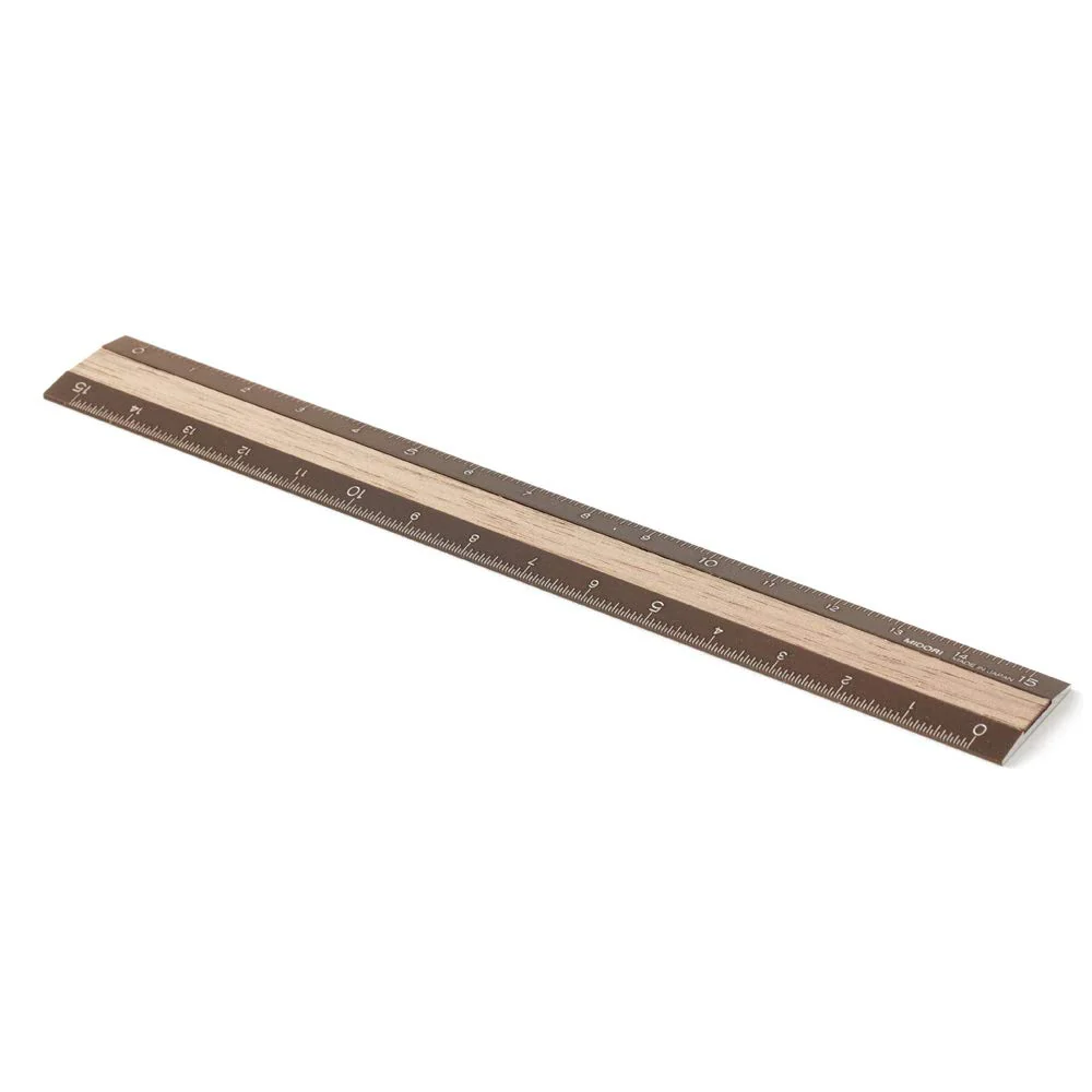 Midori Aluminium ruler 15cm Brown & Walnuts - Image 4
