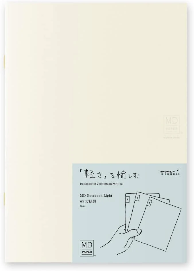 Midori Notebook Light - A5 Grid, Set of 3