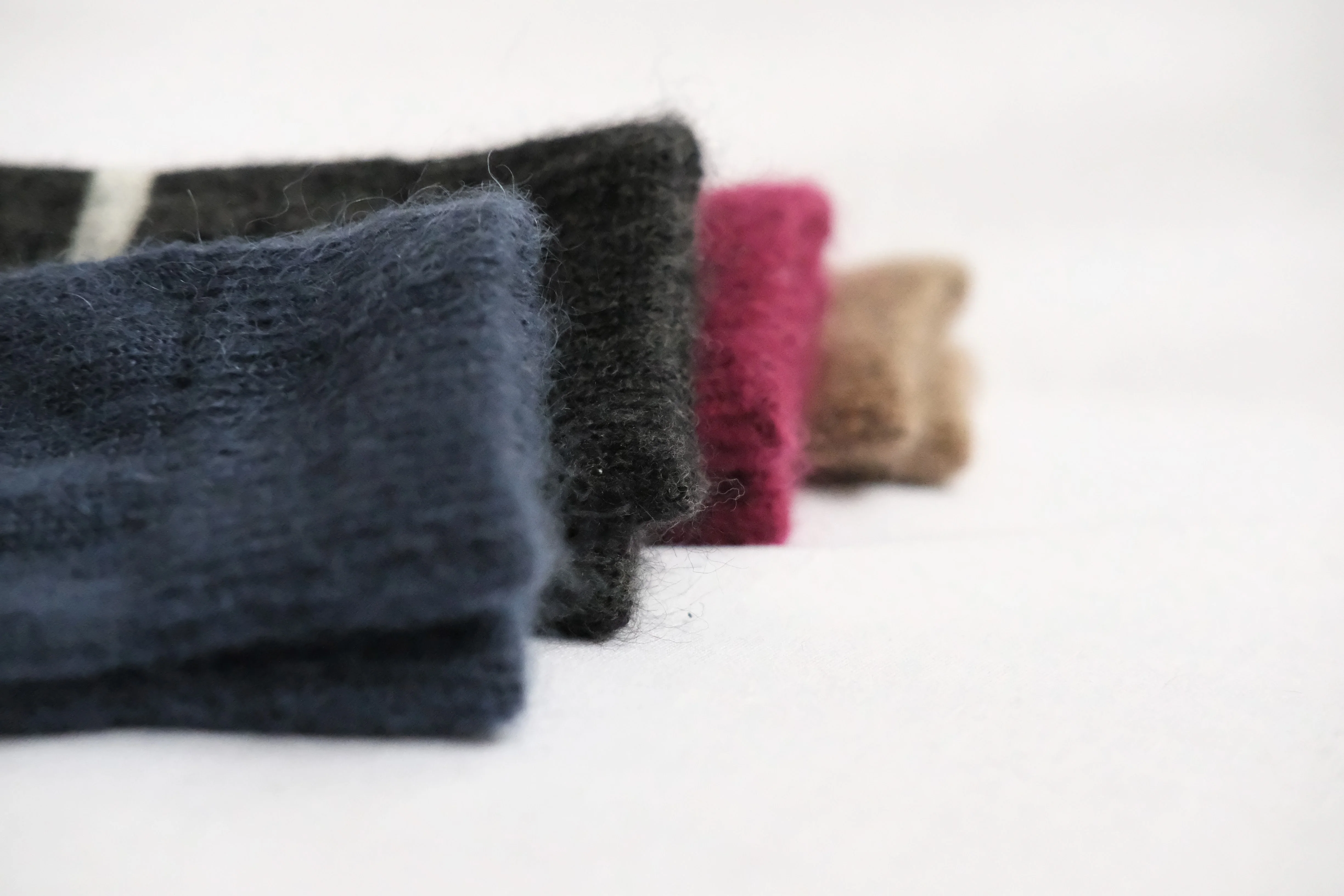 Mohair Wool Border Socks - Navy - Image 8