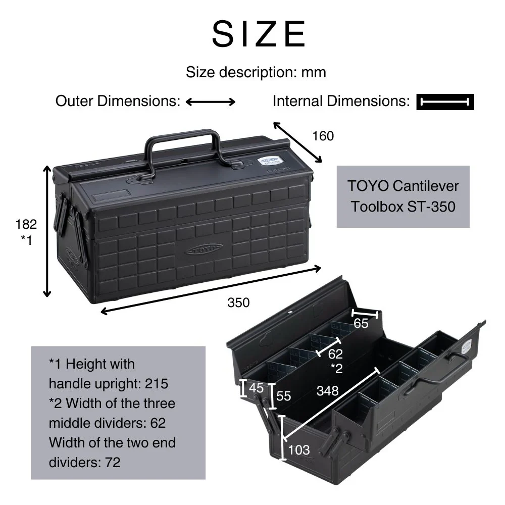 Toyo Steel Cantilever Toolbox ST-350 Moss Green - Image 8