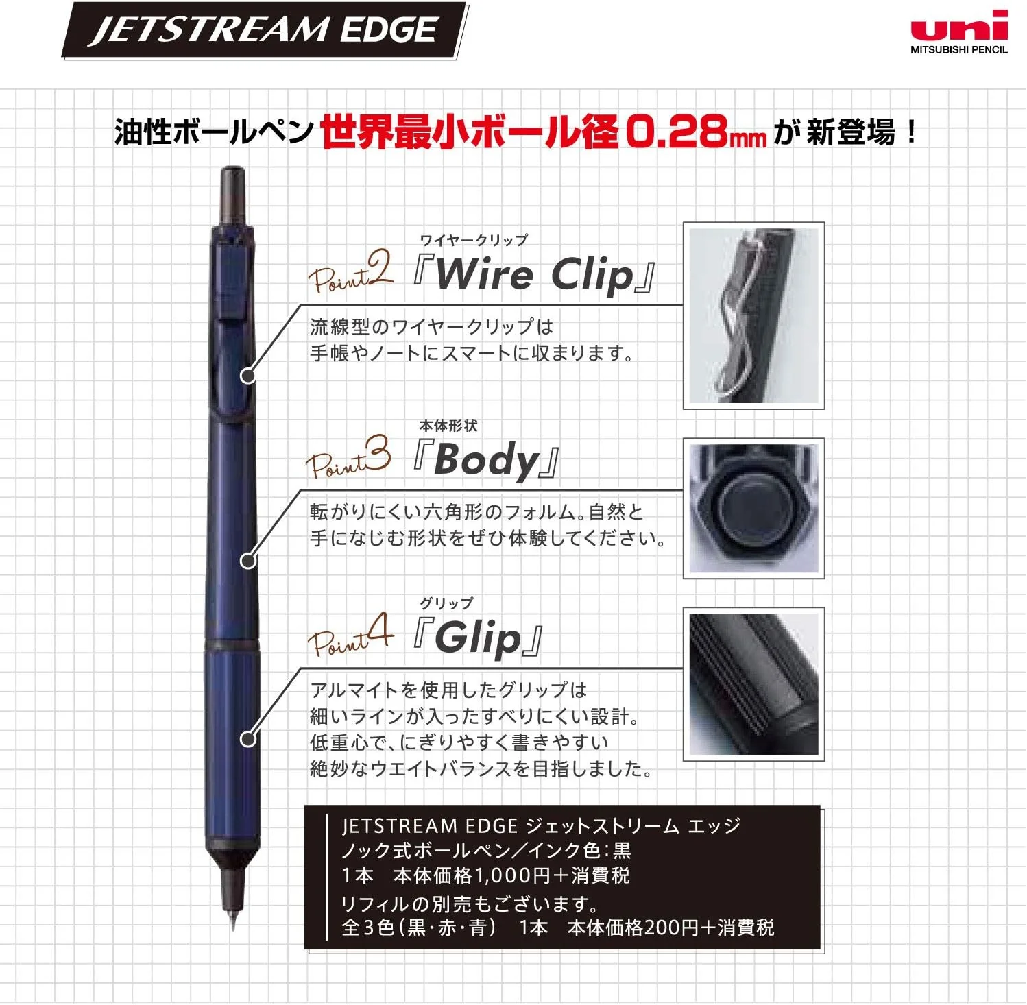 Uni Jetstream Edge 0.28mm Oil-based Pen- Black - Image 2