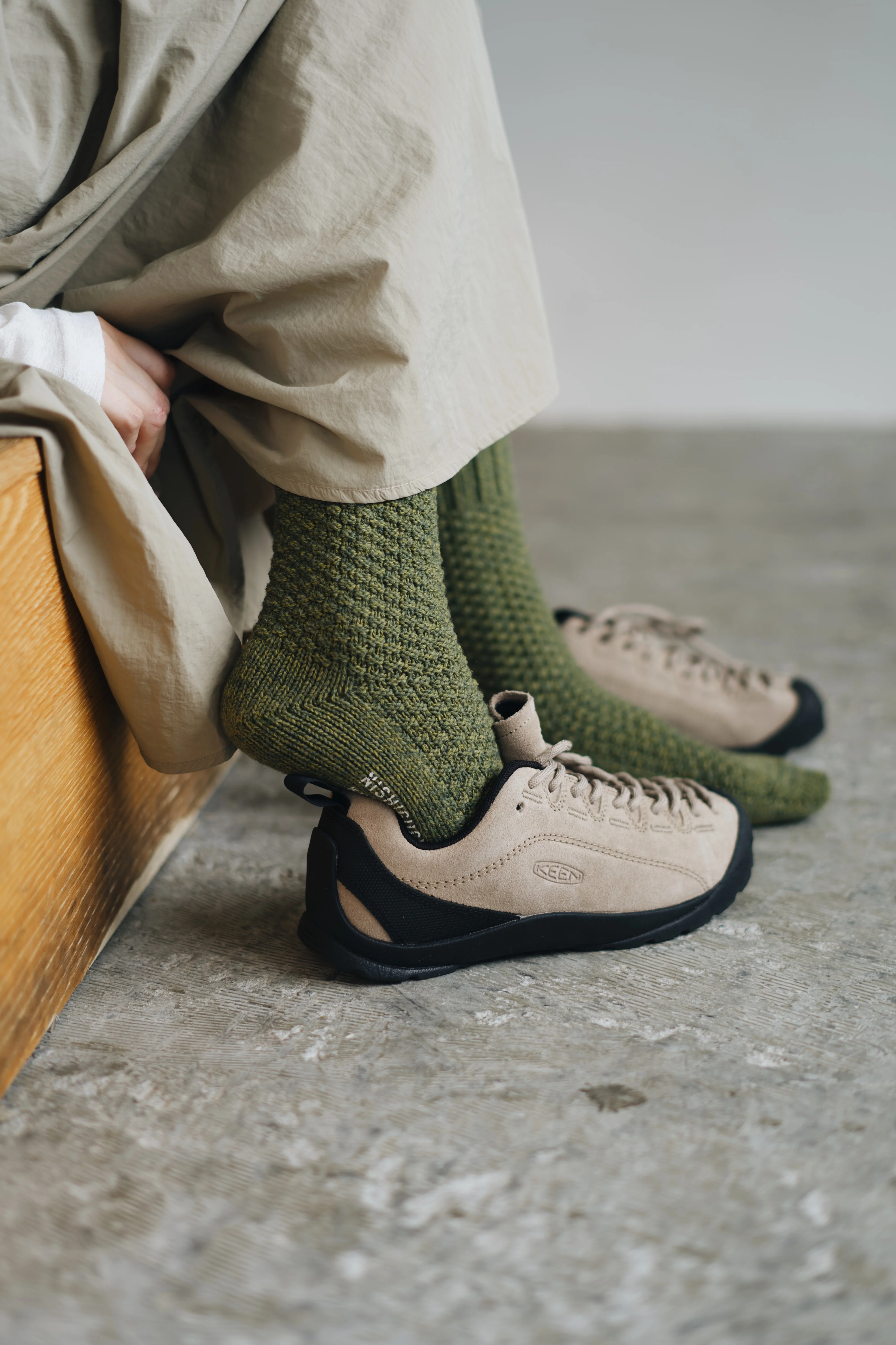 Wool Cotton Boots Socks - Moss Green - Image 2