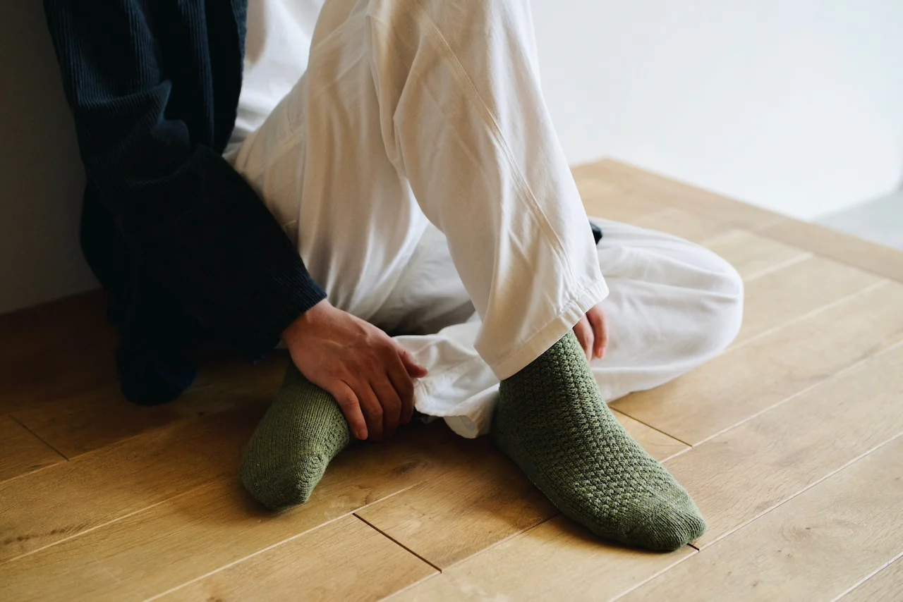 Wool Cotton Boots Socks - Moss Green - Image 4