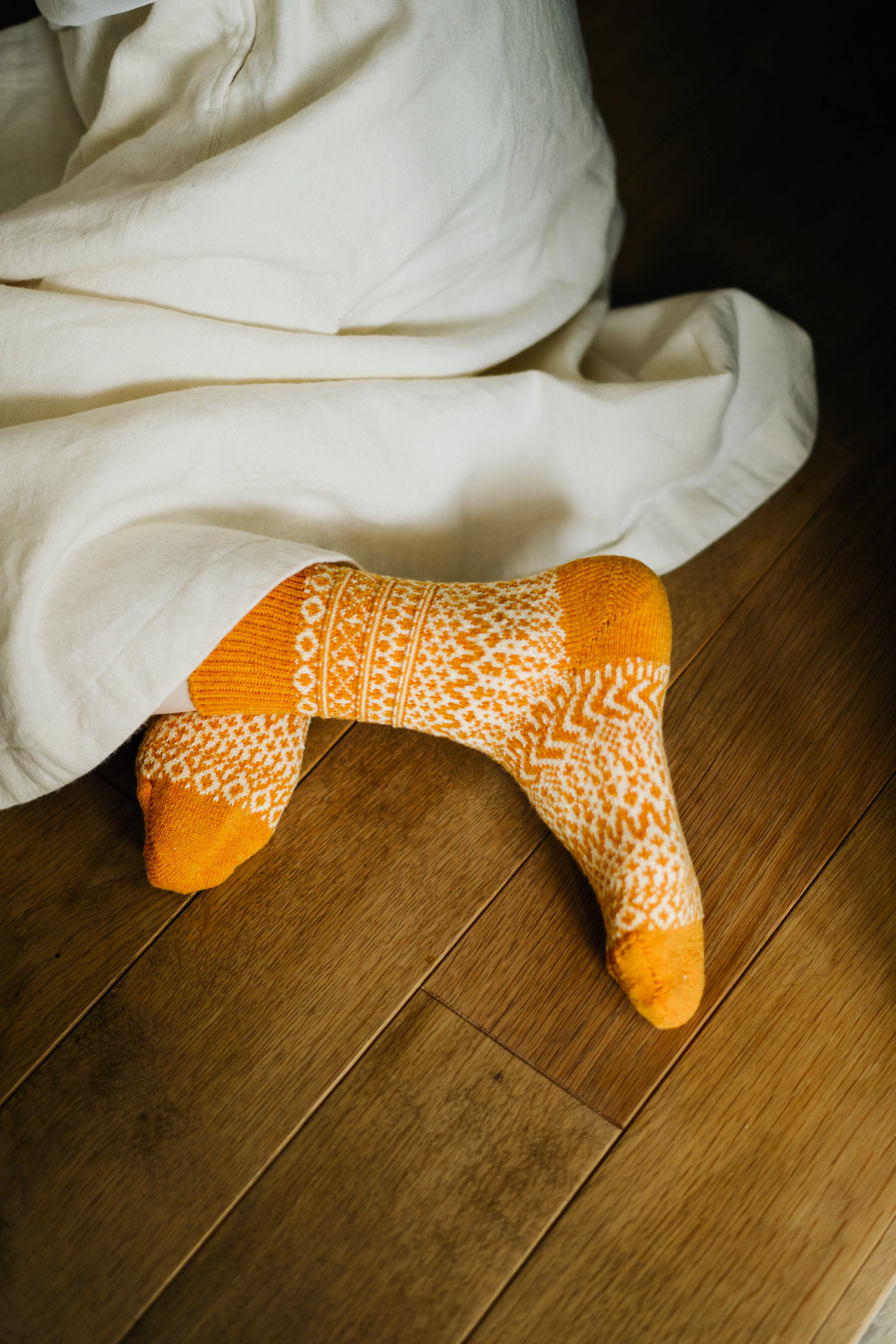 Wool Jacquard Socks - Lantern Orange - Image 2